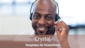  Presentation with computer in backrond - Cool new slides with working on computer with headset backdrop and a coral colored foreground