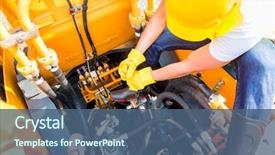  Presentation with motor - Colorful slides enhanced with working on construction or mining backdrop and a ocean colored foreground