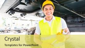  Presentation with motor - Audience pleasing slide deck consisting of working on construction or mining backdrop and a yellow colored foreground