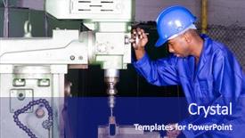  Presentation with industrial machine - Colorful PPT theme enhanced with working on industrial drilling machine backdrop and a navy blue colored foreground