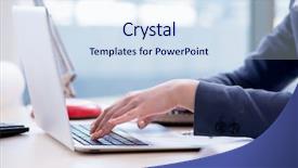  Presentation with finance - Theme having working on keyboard with report background and a sky blue colored foreground