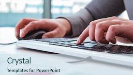  Presentation with finance - Theme enhanced with working on keyboard with report background and a  colored foreground