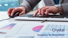  Presentation with finance - Amazing presentation theme having working on keyboard with report backdrop and a  colored foreground