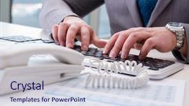  Presentation with courier finance analysis - Slides featuring working on keyboard with report background and a  colored foreground