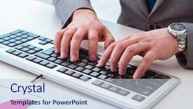  Presentation with finance teens - Theme featuring working on keyboard with report background and a  colored foreground