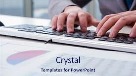  Presentation with education and finance - Presentation design enhanced with working on keyboard with report background and a  colored foreground