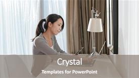  Presentation with computer - Cool new presentation theme with working on laptop computer ans backdrop and a gray colored foreground