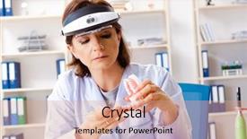  Presentation with implant - Cool new PPT theme with working on new teeth implant backdrop and a coral colored foreground