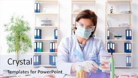  Presentation with implant - Slide set featuring working on new teeth implant background and a light blue colored foreground