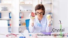  Presentation with implant - Audience pleasing PPT theme consisting of working on new teeth implant backdrop and a light blue colored foreground