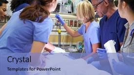  Presentation with medical emergency - Presentation theme consisting of working on patient in emergency background and a light blue colored foreground