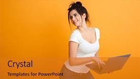  Presentation with basic life support - PPT theme with working on silver personal computer background and a gold colored foreground