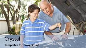  Presentation with father son hands - Cool new slides with working on the car together backdrop and a light blue colored foreground