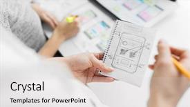  Presentation with notebook design - Theme enhanced with working on user interface project background and a light gray colored foreground