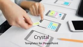  Presentation with web design - Beautiful theme featuring working on user interface wireframe backdrop and a light gray colored foreground