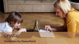  Presentation with working mother - Slide deck consisting of working or playing on two background and a coral colored foreground