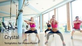  Presentation with small group working - Presentation consisting of working out in a fitness background and a soft green colored foreground