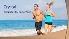  Presentation with exercise sport - Beautiful PPT theme featuring working out smiling happy fitness backdrop and a  colored foreground