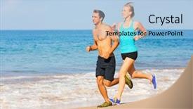 Presentation with exercise sport - Slide set with working out smiling happy fitness background and a  colored foreground