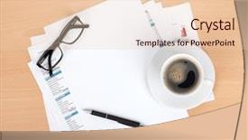  Presentation with coffee cup - Beautiful slides featuring blank paper with pen glasses backdrop and a lemonade colored foreground