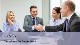  Presentation with congratulations - Presentation featuring employee congratulations - business technology and office concept background and a light blue colored foreground