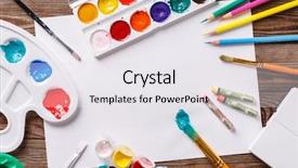  Presentation with paint art - Slides having paint brush and some art background and a sky blue colored foreground