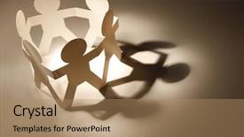  Presentation with doll paper - PPT theme enhanced with team of paper doll people background and a coral colored foreground