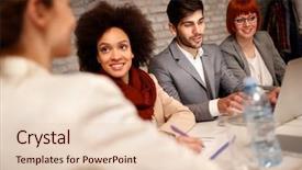  Presentation with collective - Slides having working people in office background and a lemonade colored foreground