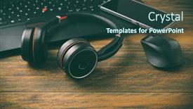  Presentation with desk - Amazing PPT layouts having working-place-and-office-desk backdrop and a ocean colored foreground