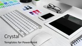  Presentation with place de henné dans la médecine traditionnelle - Colorful slide set enhanced with working place of designer close backdrop and a light gray colored foreground