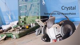  Presentation with business plan gas station - Presentation theme having working place in a car background and a light blue colored foreground