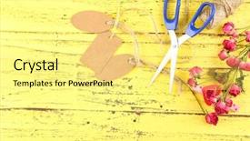  Presentation with photo - Slide set featuring working place of florist conceptual photo background and a blonde colored foreground