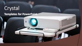  Presentation with projector - Beautiful slide set featuring working-projector-at-the-conference backdrop and a tawny brown colored foreground