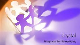  Presentation with holding people in hands - Slides enhanced with abstract background with wires numbers and molecule background and a ocean colored foreground