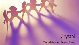  Presentation with doll paper - Slides consisting of working relationships - team of paper doll people background and a coral colored foreground