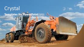  Presentation with bulldozer - Presentation featuring working-road-grader-bulldozer-over background and a teal colored foreground
