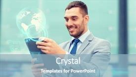  Presentation with hologram - Cool new presentation theme with working tablet pc computer virtual backdrop and a light blue colored foreground