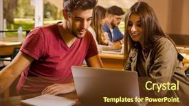  Presentation with employees working together - Presentation theme with working together for the final background and a tawny brown colored foreground