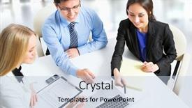  Presentation with working together - Audience pleasing theme consisting of working together in an office backdrop and a  colored foreground