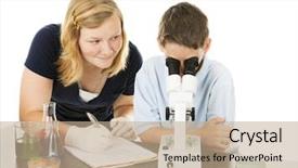  Presentation with school children - Beautiful theme featuring working together on a project backdrop and a coral colored foreground