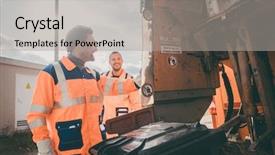  Presentation with working together - Audience pleasing presentation theme consisting of working together on emptying dustbin backdrop and a light gray colored foreground