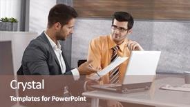  Presentation with working together - Slide set featuring working together using laptop computer background and a coral colored foreground