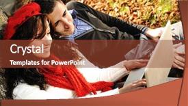  Presentation with female male symbol - Presentation design with working together with notebook fall background and a tawny brown colored foreground