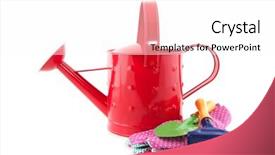  Presentation with garden tools - PPT layouts consisting of working tools for the garden isolated over white background and a white colored foreground