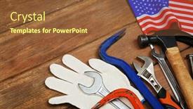  Presentation with labor - Presentation theme enhanced with working-tools-on-a-wooden background and a tawny brown colored foreground