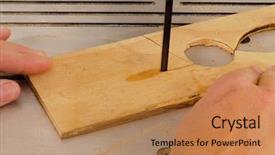  Presentation with rock band hands - Slide set consisting of working with a band-saw background and a coral colored foreground