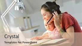  Presentation with baby fair - Cool new PPT layouts with working with baby on lap backdrop and a  colored foreground