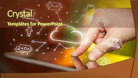  Presentation with healthcare technology internet of things cloud - Cool new slide set with working with cloud technology system backdrop and a tawny brown colored foreground