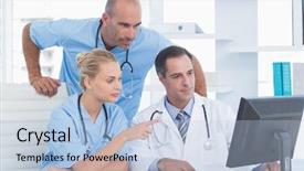  Presentation with maintenance of computer - PPT theme having working with computer in medial background and a light blue colored foreground