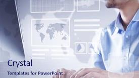  Presentation with keyboard - Slide deck featuring working with keyboard and mouse background and a  colored foreground